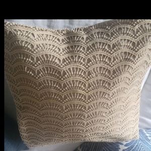 Crochet Lace cotton pillow cover 20x20 cream beige vintage style